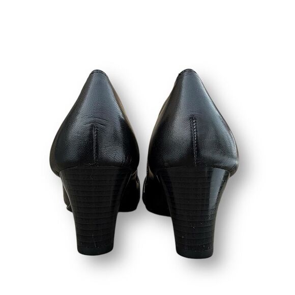 Aerosoles Heelrest Black Leather Moccasins Heeled Loafers Shoes Women's size 9.5 - Picture 8 of 15